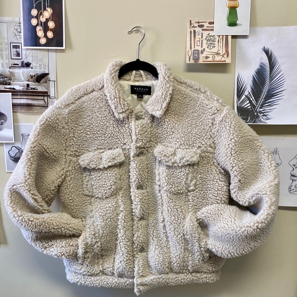 PacSun Cream Sherpa Jacket | Size M - Picture 3 of 8